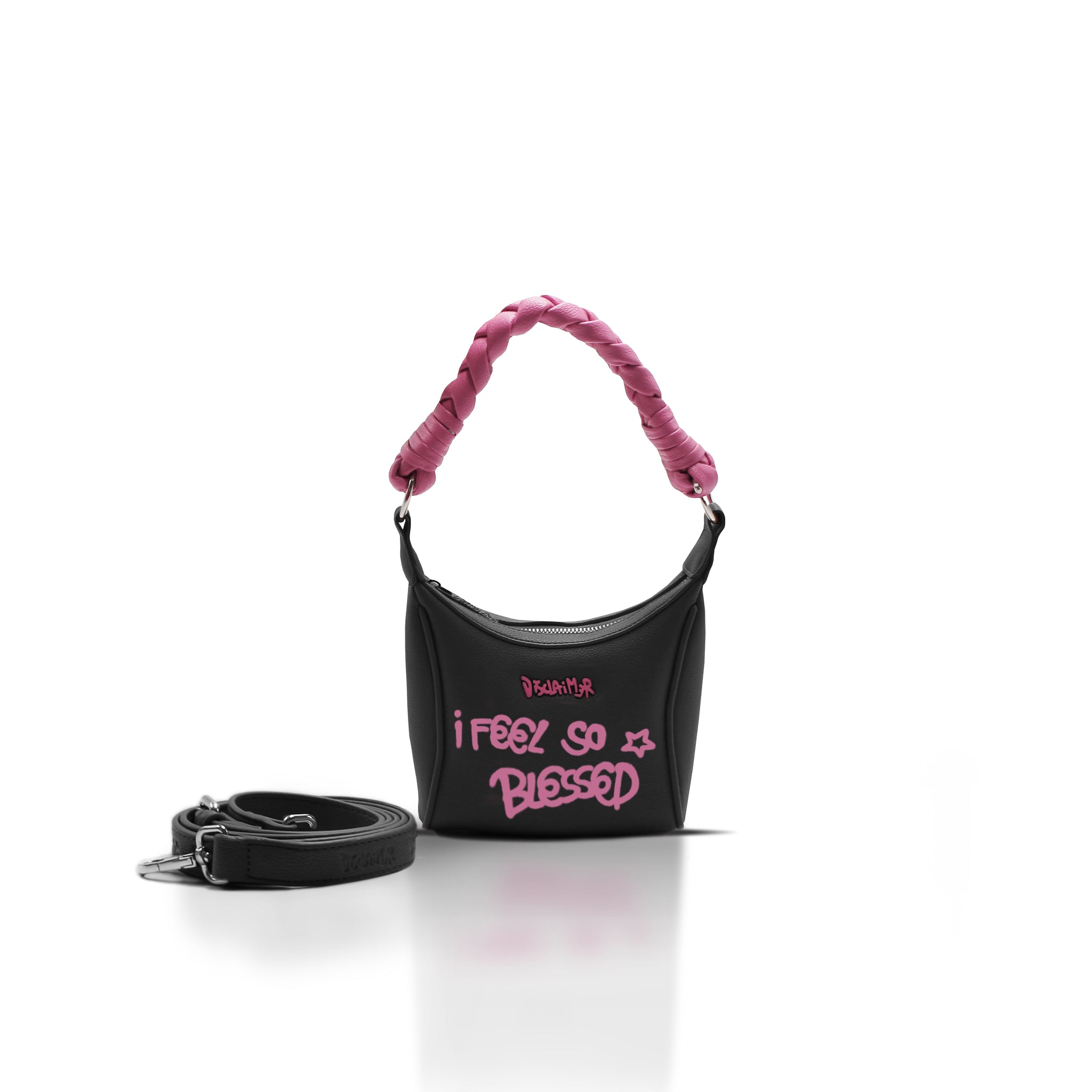 Mini bag in black / pink eco leather